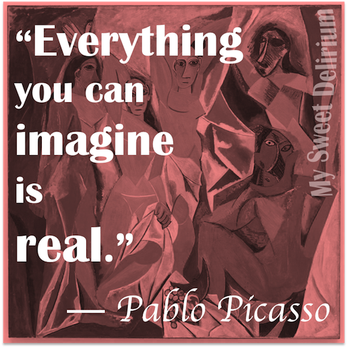 Pablo Picasso Quote over his painting Les Demoiselles d'Avignon